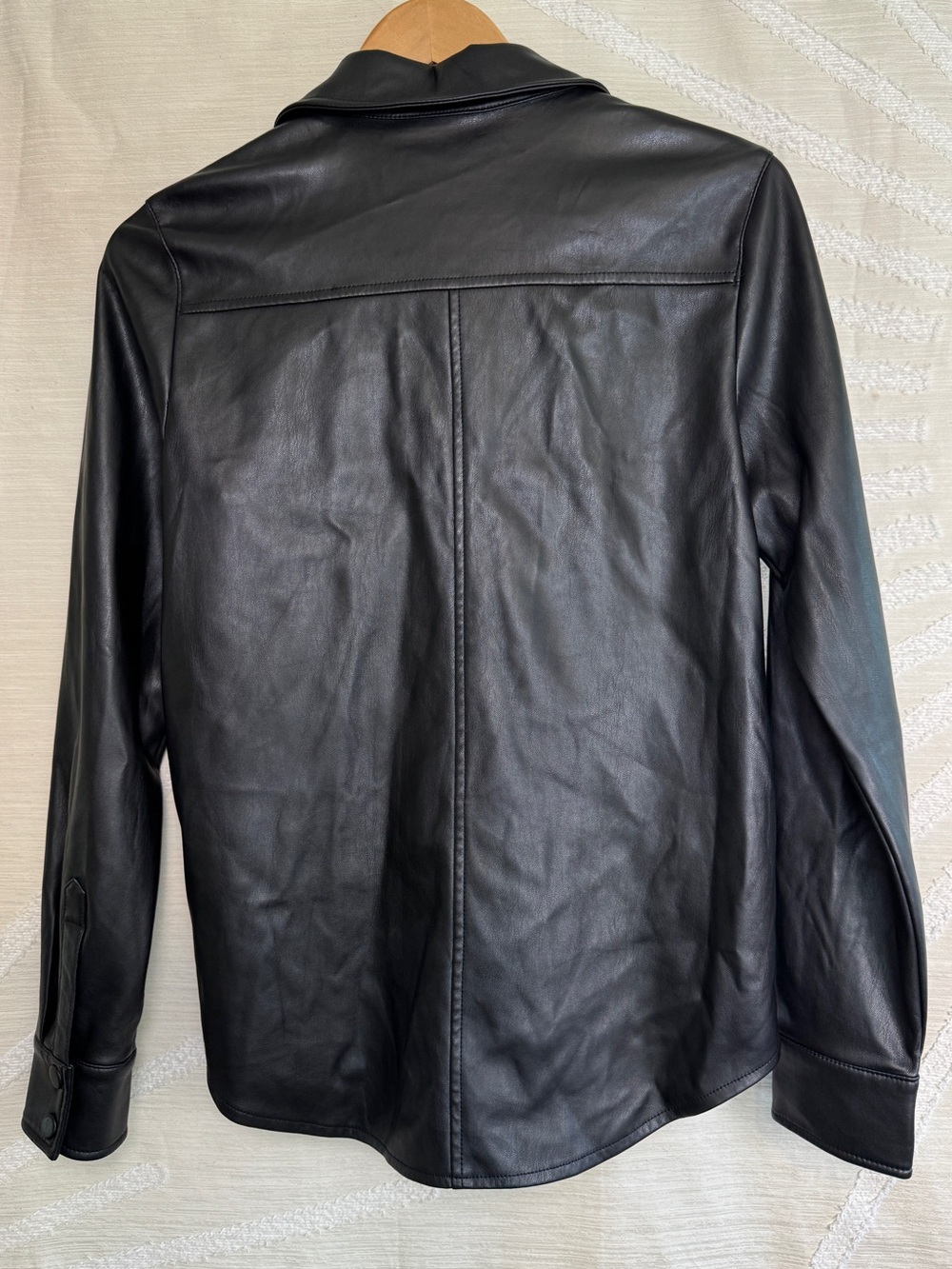 NA-KD Women’s 34 Extra Small Black Faux Leather Shirt Jacket Shacket - Picture 6 of 8